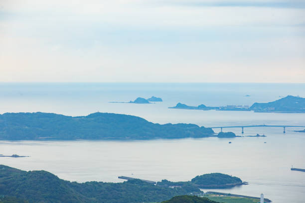 Nagasaki islands with Gunkanjima in the distance.