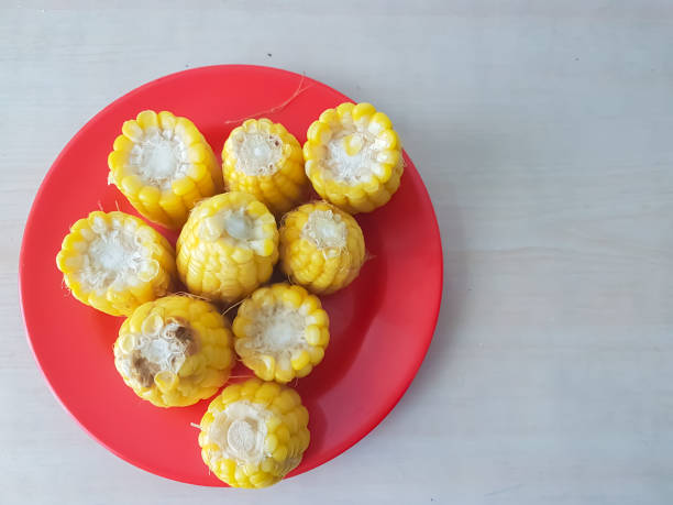 Boiled corns on a plate