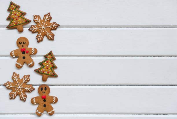 Gingerbread on wooden background