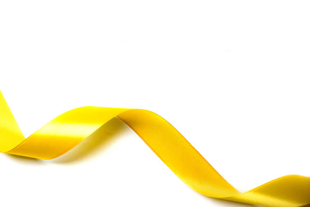 yellow ribbon with negative space on white background
