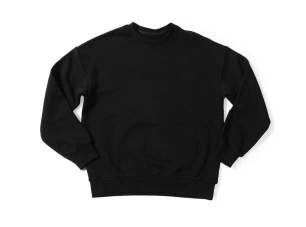 istock Stylish black sweater isolated on white, top view 2182414790