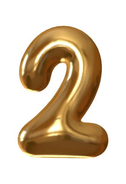 istock Gold metal number 2 realistic 3d design. 2 number on a white background. Vector illustration 2182416771
