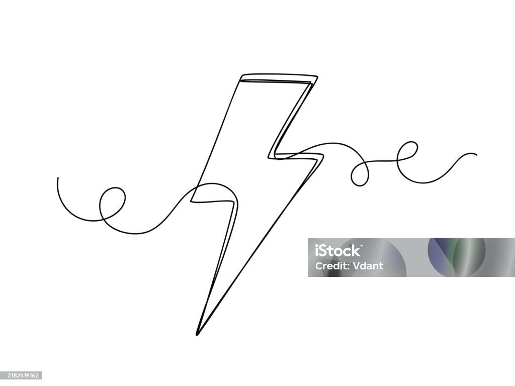 Lightning Vector Line Continuous One Line Lightning Bolt Sign Isolated Vector Illustration ...