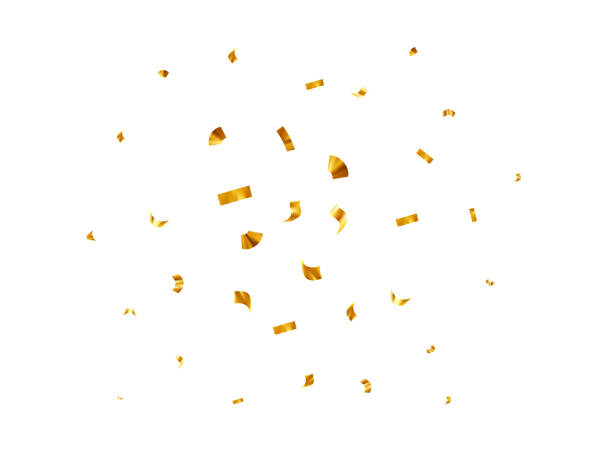 istock Falling shiny gold confetti. Bright golden festive tinsel for holiday banner, poster, flyer, invitation. Vector illustration 2182422352