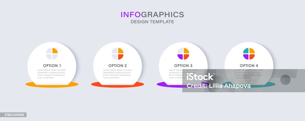 Vector Infographics Design Template With Pie Chart 4 Steps Or Options ...