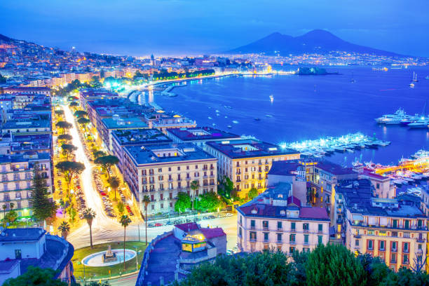 istock Panoramic view of Naples at night 2182436132