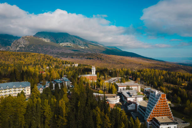 istock Mountain Resort Town with Forest and Peaks 2182446615