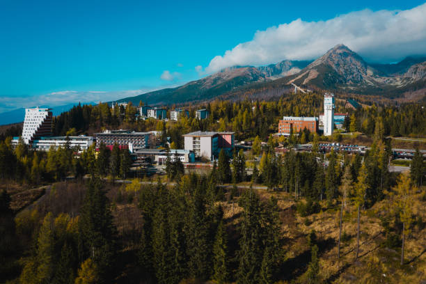istock Mountain Resort Town with Forest and Peaks 2182446620