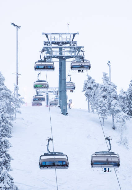 Ski lift, Ruka winter ski resort.