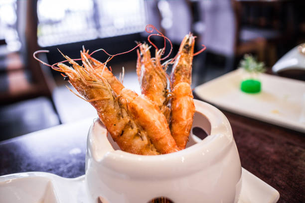 Shrimps baked with salt japanese food