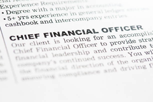 Close-up view of a simulated classified job advert for a Chief Financial Officer.