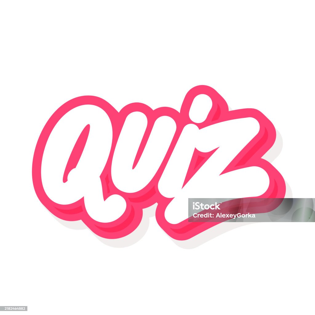 Quiz One Sticker Quiz Vector Handwritten Lettering Sticker Stock Illustration - Download ...