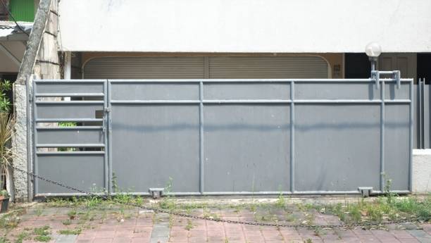 istock Wide steel sliding gate 2182465133