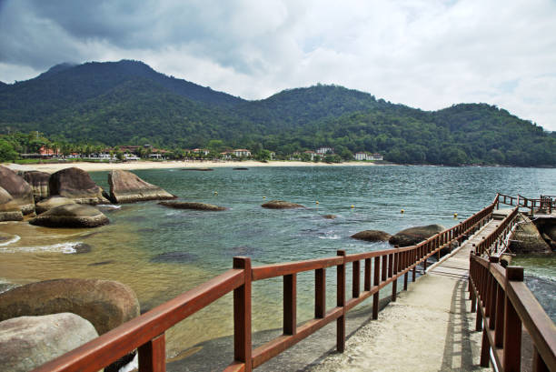 istock Pathway leafing to the sea over rocks 2182471283