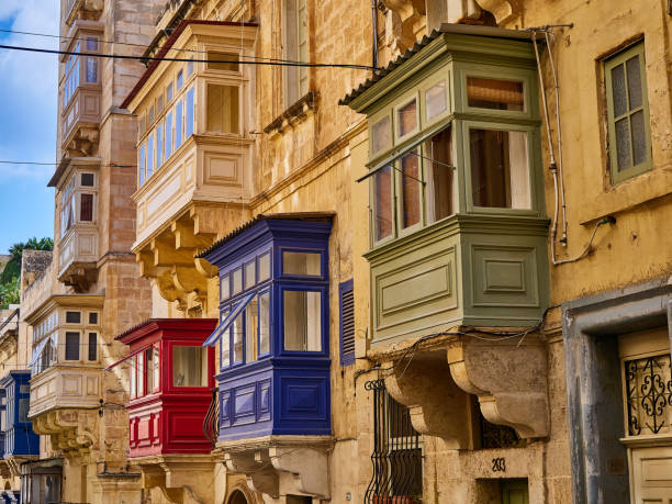 Colorful balconies in Valletta, Malta