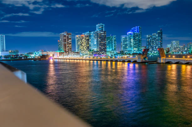 istock Night skyline of Downtown Miami from Miami Port 2182479862