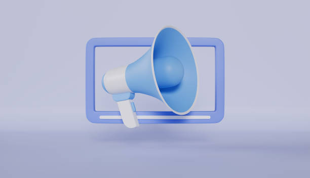 istock Video Marketing Concept with megaphone on blue color background 2182480251