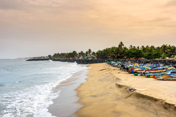 View of serenity beach at Pondicherry (Now known as Puducherry), India