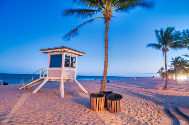 Fort Lauderdale, FL - February 2016: Fort Lauderdale beach at night.