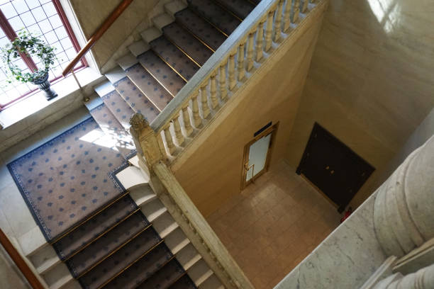 This is a stairway inside an antique Chinese house.