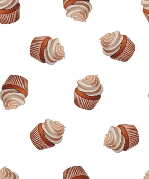 istock Seamless Christmas Cupcake Pattern, Festive Holiday Sweets Featuring Cupcakes, Candles, and Candy, Holiday Textiles, Wrapping Paper, Cards, Seasonal Decorative Designs 2182489725