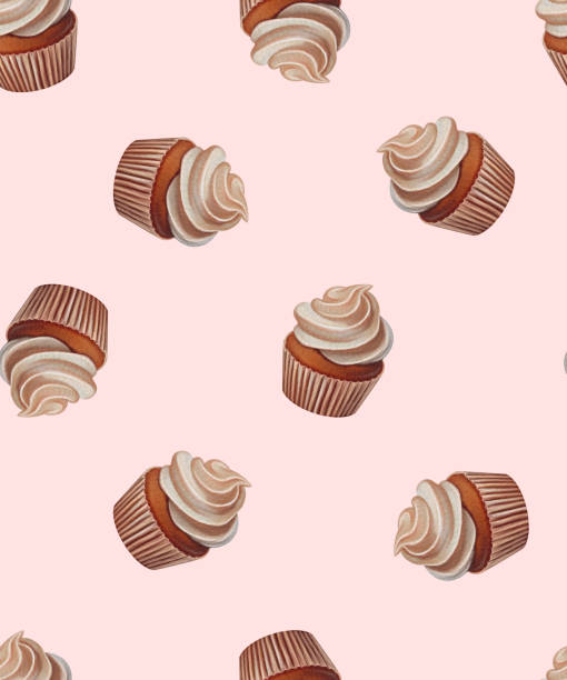 istock Seamless Christmas Cupcake Pattern, Festive Holiday Sweets Featuring Cupcakes, Candles, and Candy, Holiday Textiles, Wrapping Paper, Cards, Seasonal Decorative Designs 2182489727
