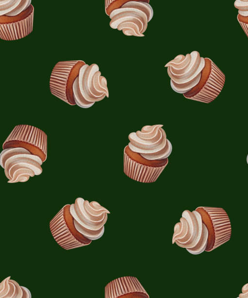 istock Seamless Christmas Cupcake Pattern, Festive Holiday Sweets Featuring Cupcakes, Candles, and Candy, Holiday Textiles, Wrapping Paper, Cards, Seasonal Decorative Designs 2182489743