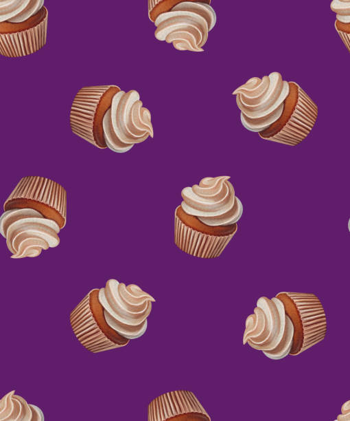 istock Seamless Christmas Cupcake Pattern, Festive Holiday Sweets Featuring Cupcakes, Candles, and Candy, Holiday Textiles, Wrapping Paper, Cards, Seasonal Decorative Designs 2182489758