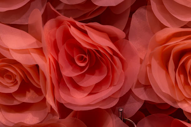 Closeup of artificial flowers textures background for design purpose