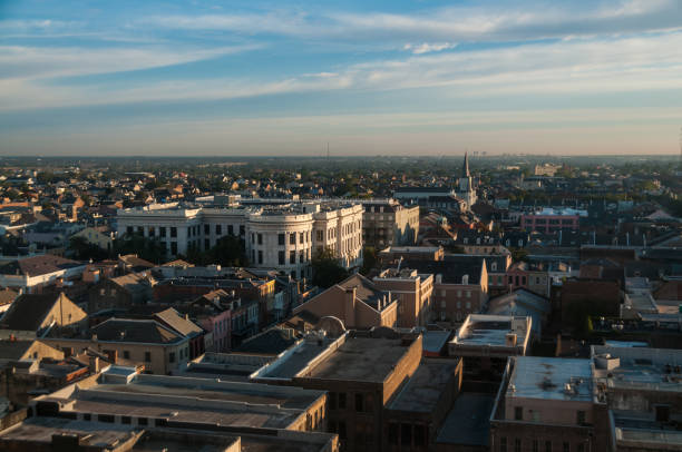 New Orleans, Louisiana - October 16, 2012. Aerial view over the central areas of new Orleans on an early morning