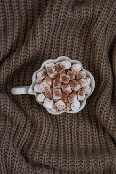 istock Enjoy a Cozy Hot Chocolate topped with Fluffy Marshmallows while wrapped in a Knit Scarf. 2182507808