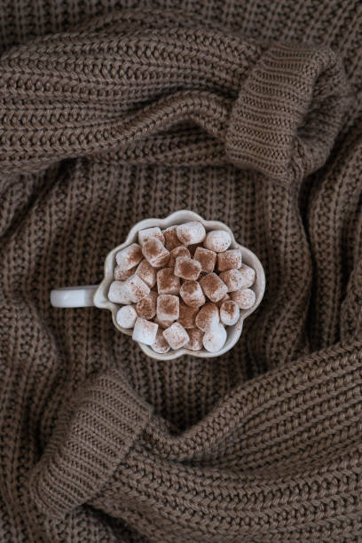 istock Enjoy a Cozy Hot Chocolate topped with Fluffy Marshmallows while wrapped in a Knit Scarf. 2182507825