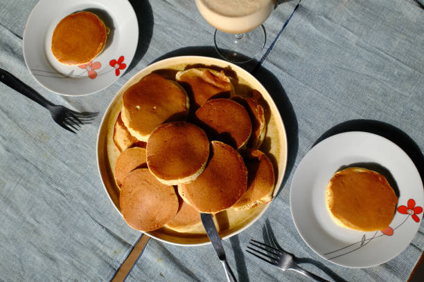 istock sunday breakfast with pancakes and coffee 2182513103