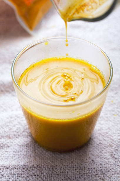 istock Golden milk: almond milk, turmeric, black pepper, honey, nutmeg 2182517906