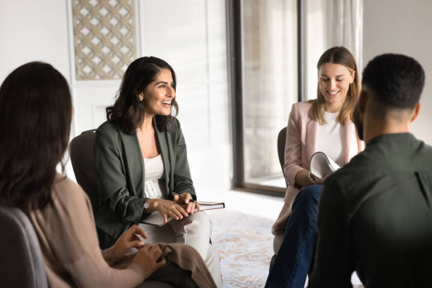 istock Cheerful happy multiethnic business project team brainstorming on startup 2182518160