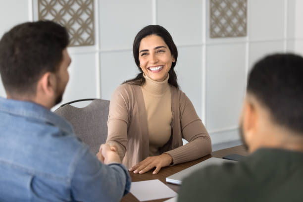 istock Happy successful Latin professional woman getting job 2182518896