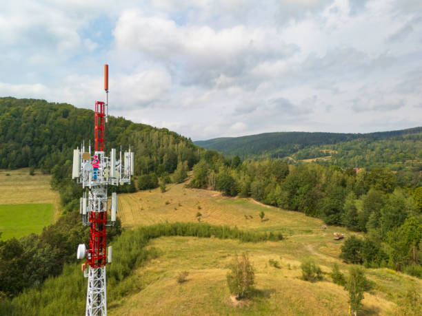 istock telecommunication tower and in the mountain landscape 2182524028