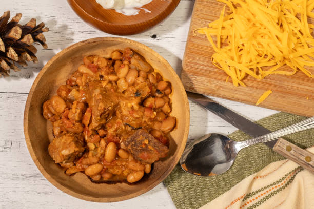 istock Beef Chili in a wooden bowl 2182538423