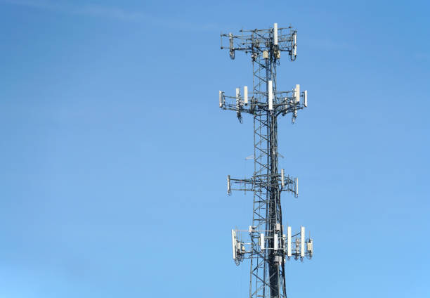 antenna on communication towers in sunny day