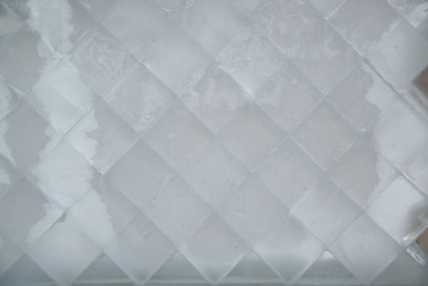 Texture and background of ice wall building with grid.
