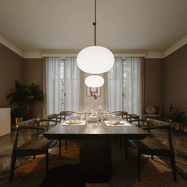 istock Elegant Retro Dining Room with Minimalist Accents 2182548539