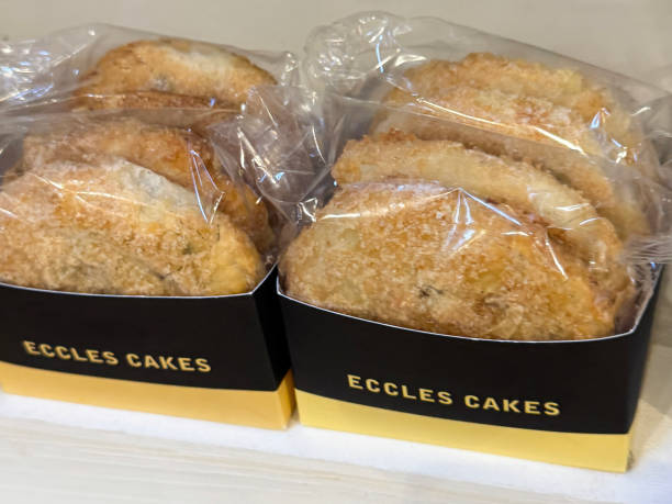 istock Image of aditional english squashed fly cake / delicious eccles cakes with dried currants, baked to perfection in flaky puff pastry 2182549931