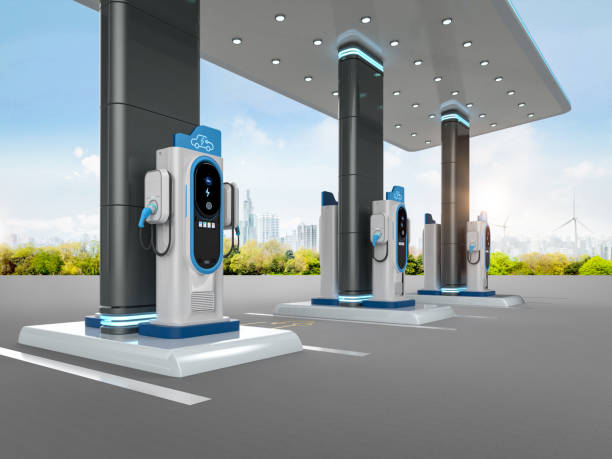 istock Group of ev charging stations or electric vehicle recharging stations 2182549967