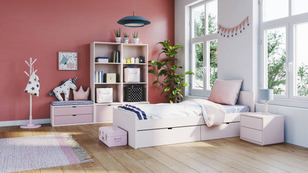 Modern Kids' Room with Functional Storage and Playful Decor
