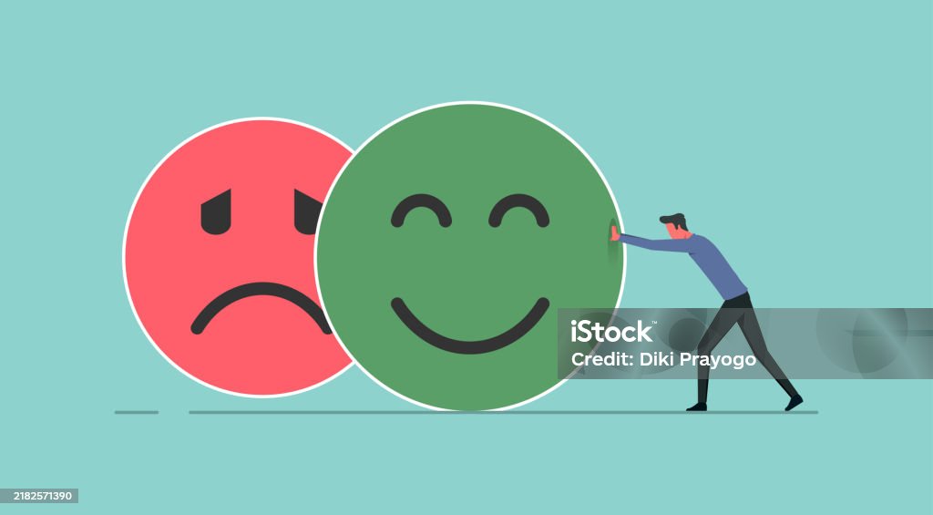Emotion Control Happy Emotional Intelligence Concept Balance Emotion Control A Man Changing ...