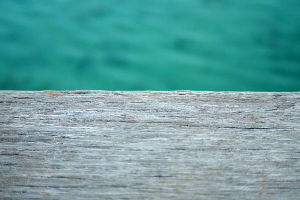 wood texture mock-up with ocean sea background