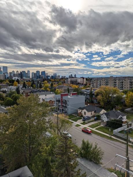 istock Blue sky over downtown Calgary city streets 2182576632
