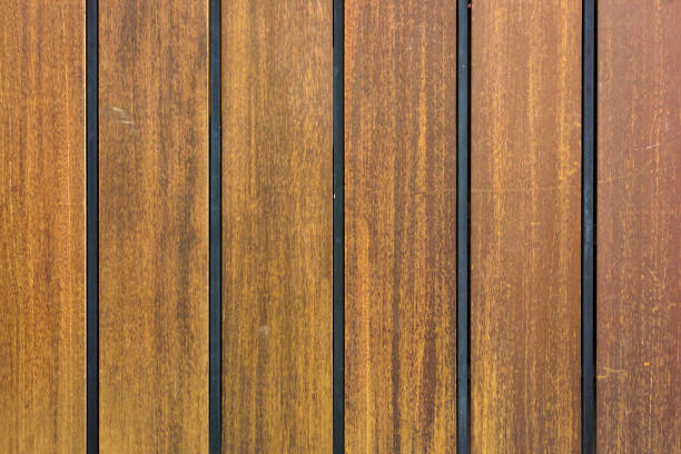 Wood texture of the door gate with steel hollow