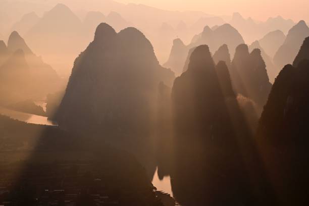 istock Magnificent sunrise-dawn over Lijiang River and peaks 2182579775
