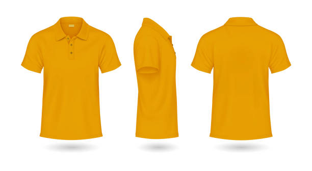 istock Yellow polo t-shirts mockup realistic vector illustration set 2182581515